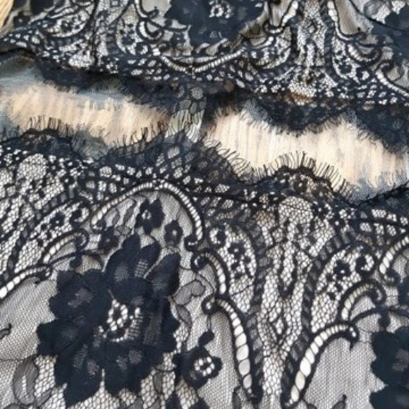 tan/black lace mini dress with see through waist - Picture 3 of 4